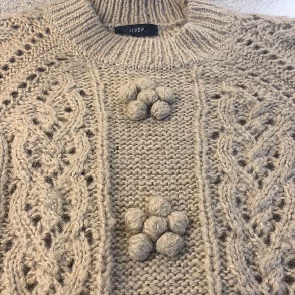 J Crew Alpaca wool blend cable knit Medium sweater Camel color - Picture 6 of 11